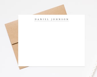 Modern Simplicity Personalized Stationery Note Cards, Stationary Flat Cards with Envelopes, Personalized Stationary