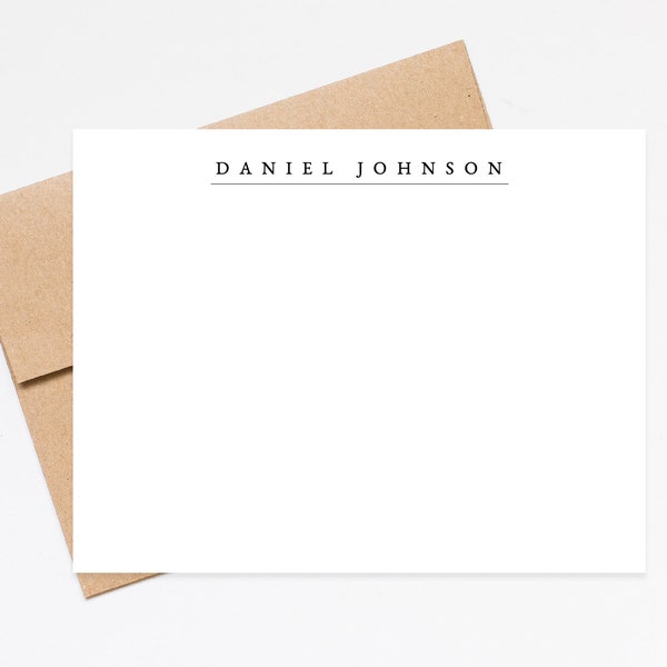 Modern Simplicity Personalized Stationery Note Cards, Stationary Flat Cards with Envelopes, Personalized Stationary