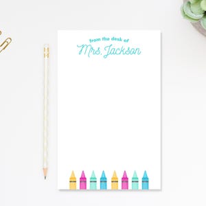 Personalized Notepad with For Art Teacher, Custom Notepad with Crayons, To Do List Notepad for School End of the Year Appreciation Gift image 9