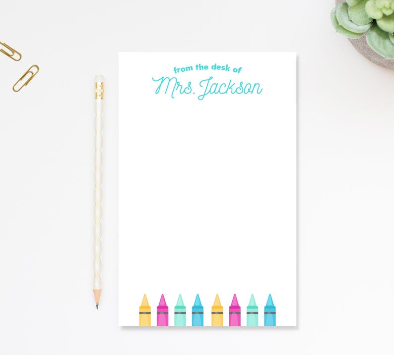 Personalized Notepad with For Art Teacher, Custom Notepad with Crayons, To Do List Notepad for School End of the Year Appreciation Gift image 9