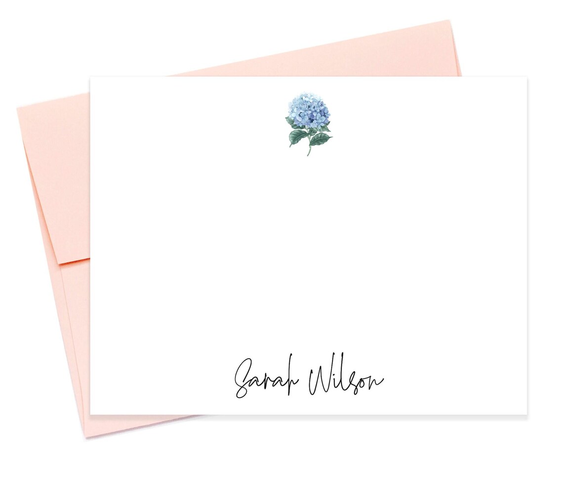 Personalized Floral Hydrangea Stationery Note Cards With Envelopes ...