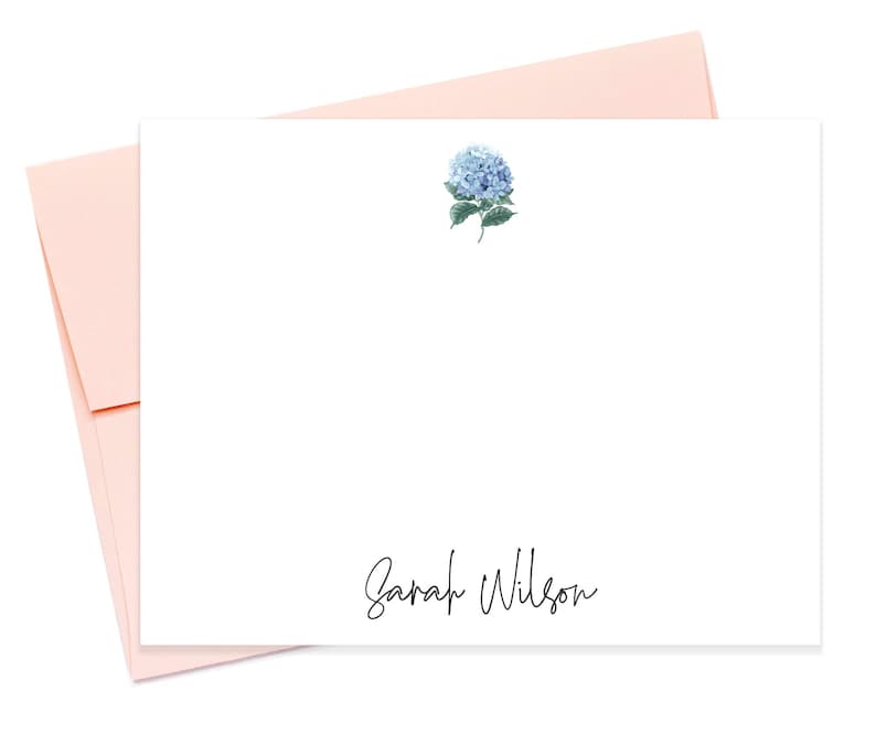 Personalized Floral Hydrangea Stationery Note Cards With Envelopes ...