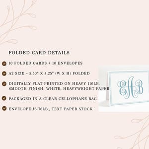 Monogram Stationary And Envelopes, Personalized Folded Thank You Stationery Card, Folded Stationery Notes, Set of 10 Thank you Gift Set afbeelding 6