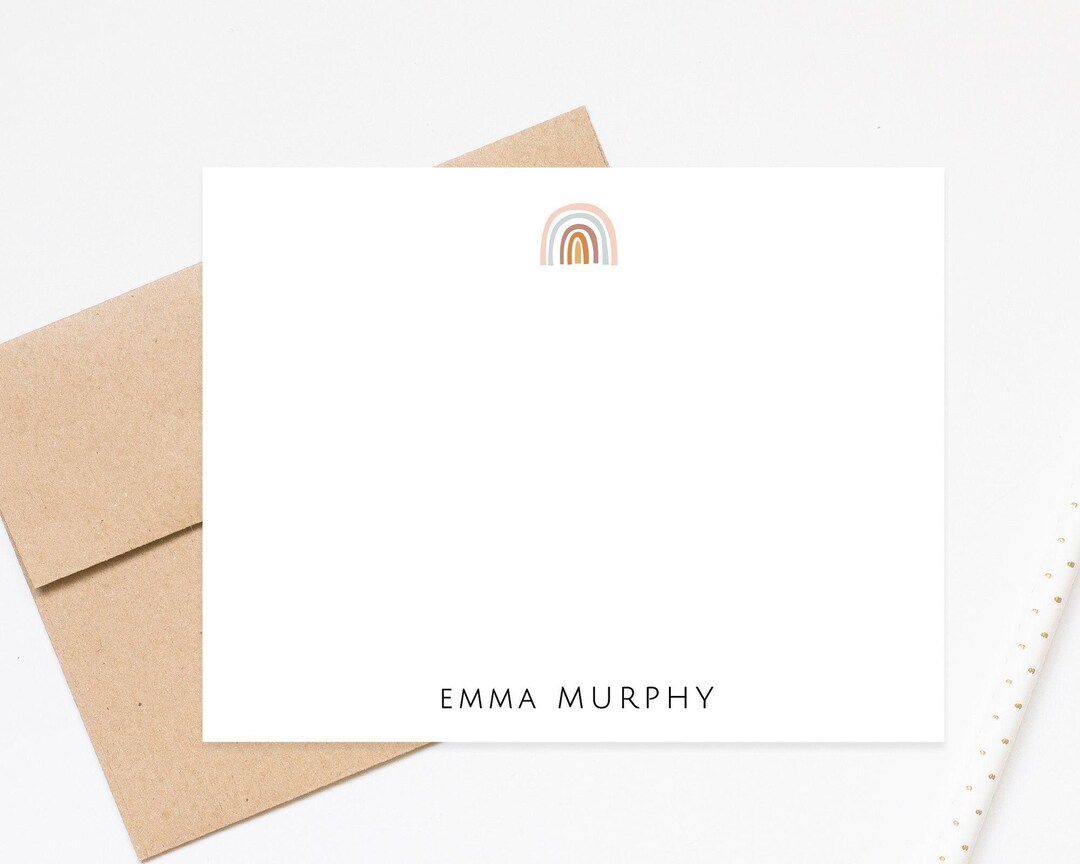 Personalized Stationary Cards for Her, Girls Notecards With Rainbow ...