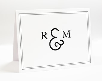 Personalized Monogram Folded Stationary Card Set, Initials Folded Stationary Gift for Couple, Custom Wedding Gift, Set of 10 Card