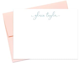 Personalized Script Stationery with Script Font, Custom Stationary with Envelopes With Return Address, Women's Stationery Set Personalized