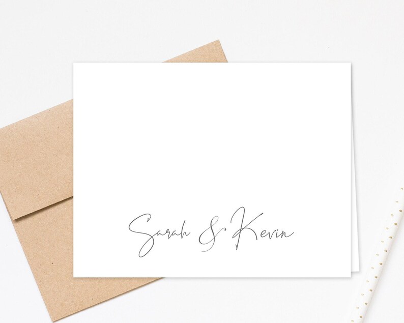 Personalized Stationary Couple, Custom Greeting Thank You Cards, Folded Note Card And Envelopes, Custom Gifts For Women, Set of 10 Cards image 4