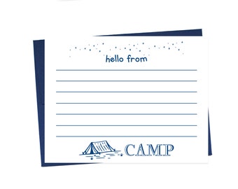 Personalized Camp Note Sleepaway Stationery For Boys, News from Camp Stationery Set, Stationary with Lines, Cute Summer Notes Gift for Kids