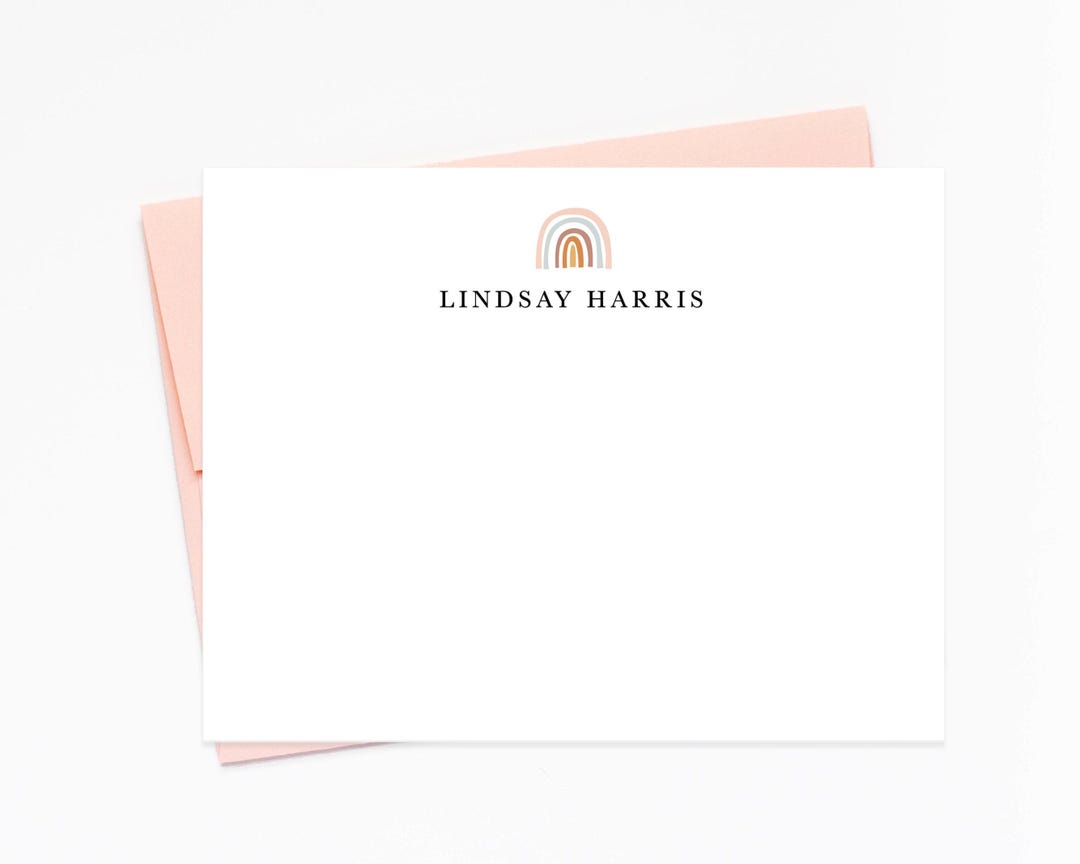 Personalized Stationary Cards With Rainbow for Her, Girls Boho Rainbow ...