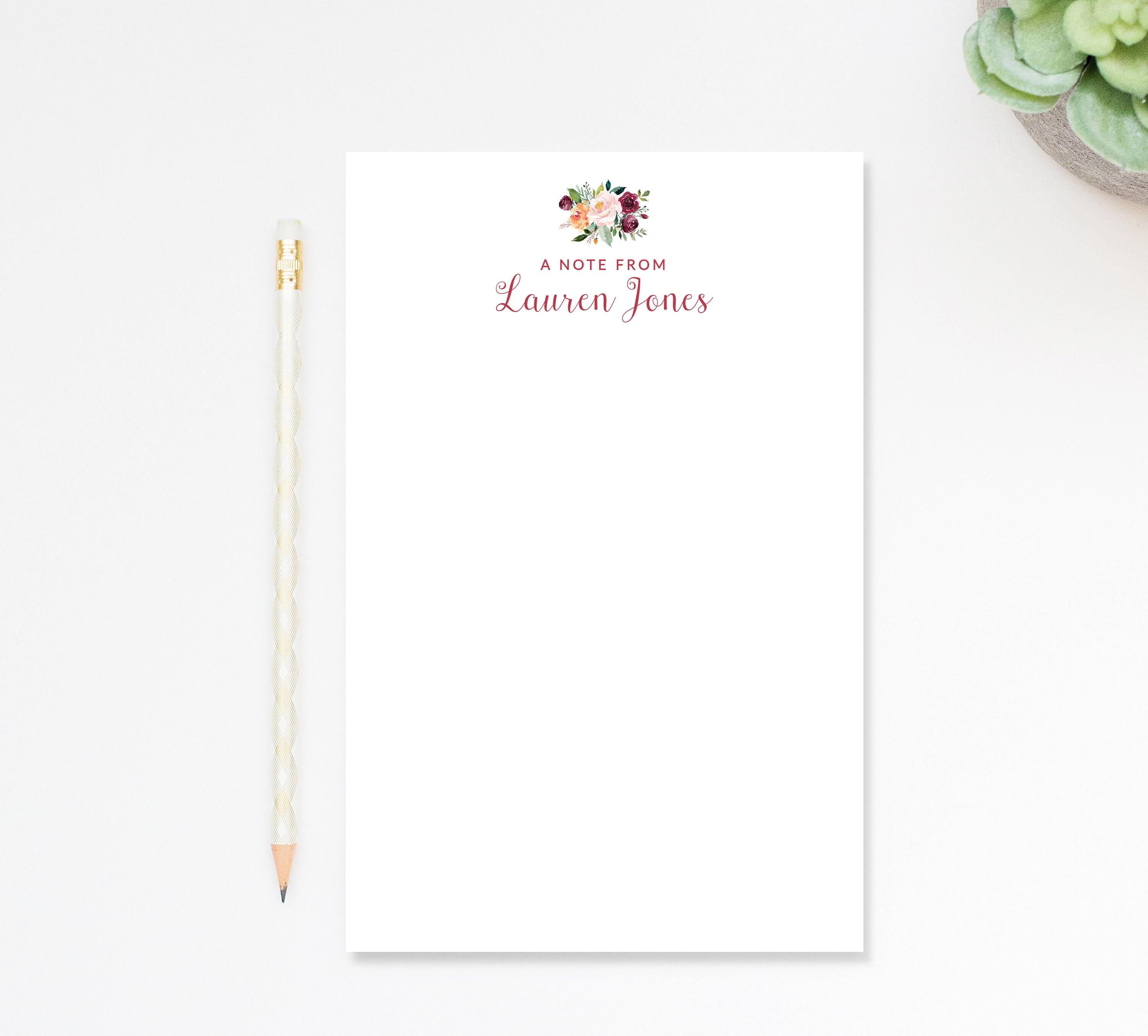 Personalized Floral Notepad, Floral Notepad With Flowers, Custom Gift ...