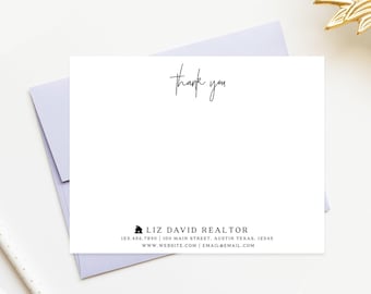 Personalized Realtor Stationery for Business, Custom Thank you Notes for Real Estate, Notecards for Realtor Estate Stationary Note Card Set