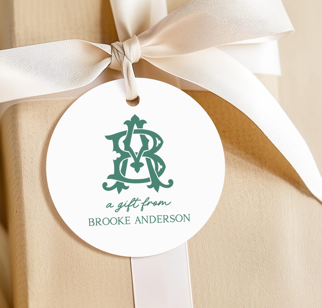 Monogram Tag Personalized Circle Monogram Duogram Tags, 2.5 Inch Round Product Tag ...