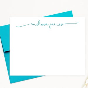 Stretched Scripted Personalized Stationery Note Cards, Flat Cards with Envelopes, Personalized Stationary