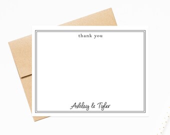 Personalized Classic Border Stationery Note Cards, Stationary For Women, Thank you Flat Cards, Personalized Notecards, Gift for Couples