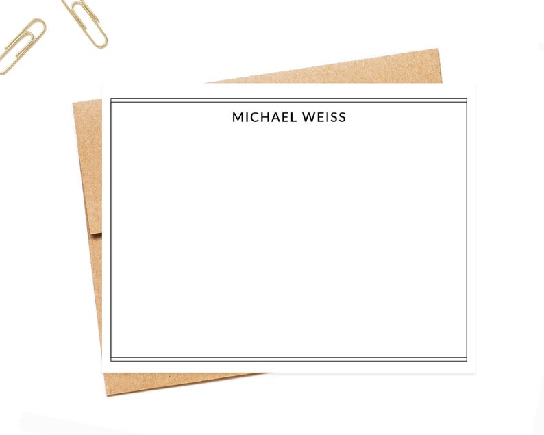 Personalized Stationery With Double Border Note Cards, Flat Cards With ...