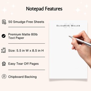 Personalized Monogram Simple Notepad, Elegant Notepad for Letters, Personalized 2 Letter Notepad, Customized Notepad Stationery Under 25 image 7