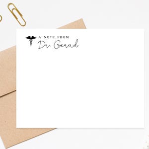 Personalized Caduceus Stationery: Doctor Notecard Set