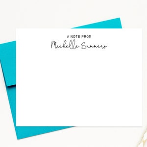 A note from personalized stationery, Simple script stationery set, Custom gift notecards, Hello note card with envelope, Thank you note