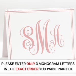 Monogram Stationary And Envelopes, Personalized Folded Thank You Stationery Card, Folded Stationery Notes, Set of 10 Thank you Gift Set afbeelding 4