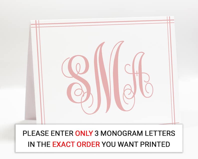 Monogram Stationary And Envelopes, Personalized Folded Thank You Stationery Card, Folded Stationery Notes, Set of 10 Thank you Gift Set afbeelding 4