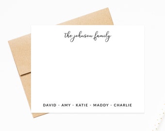 Personalized Stationary for Family, Custom Stationery for Family NoteCards, Anniversary Couples Gift, Simple Family Correspondence Cards