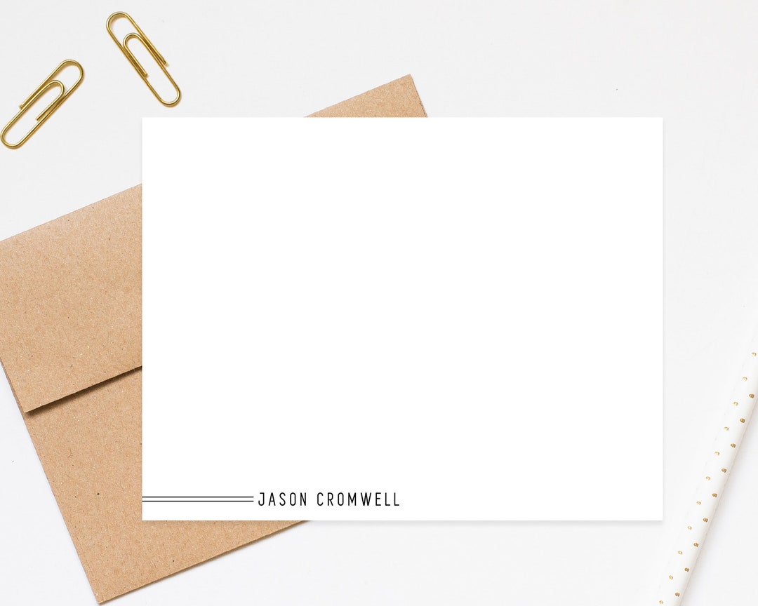 Modern Minimal Personalized Stationery With Lines Classic Etsy