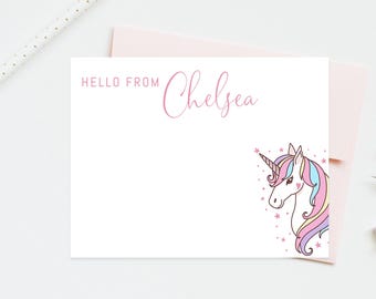 Personalized Unicorn Stationery Set: Girl's Thank You Cards
