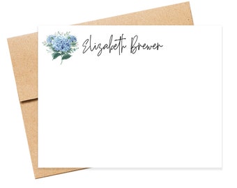 Personalized Hydrangea Stationary Notes, Simple Thank You Card with Envelopes, Gifts for Wife, Personalized Notepad For Teacher Gift