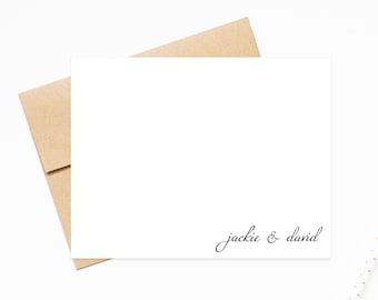Couple Elegant Script Personalized Stationery Cards set, Flat Notecards, Personalized Stationary Card Set Flat Cards Cards and Envelopes