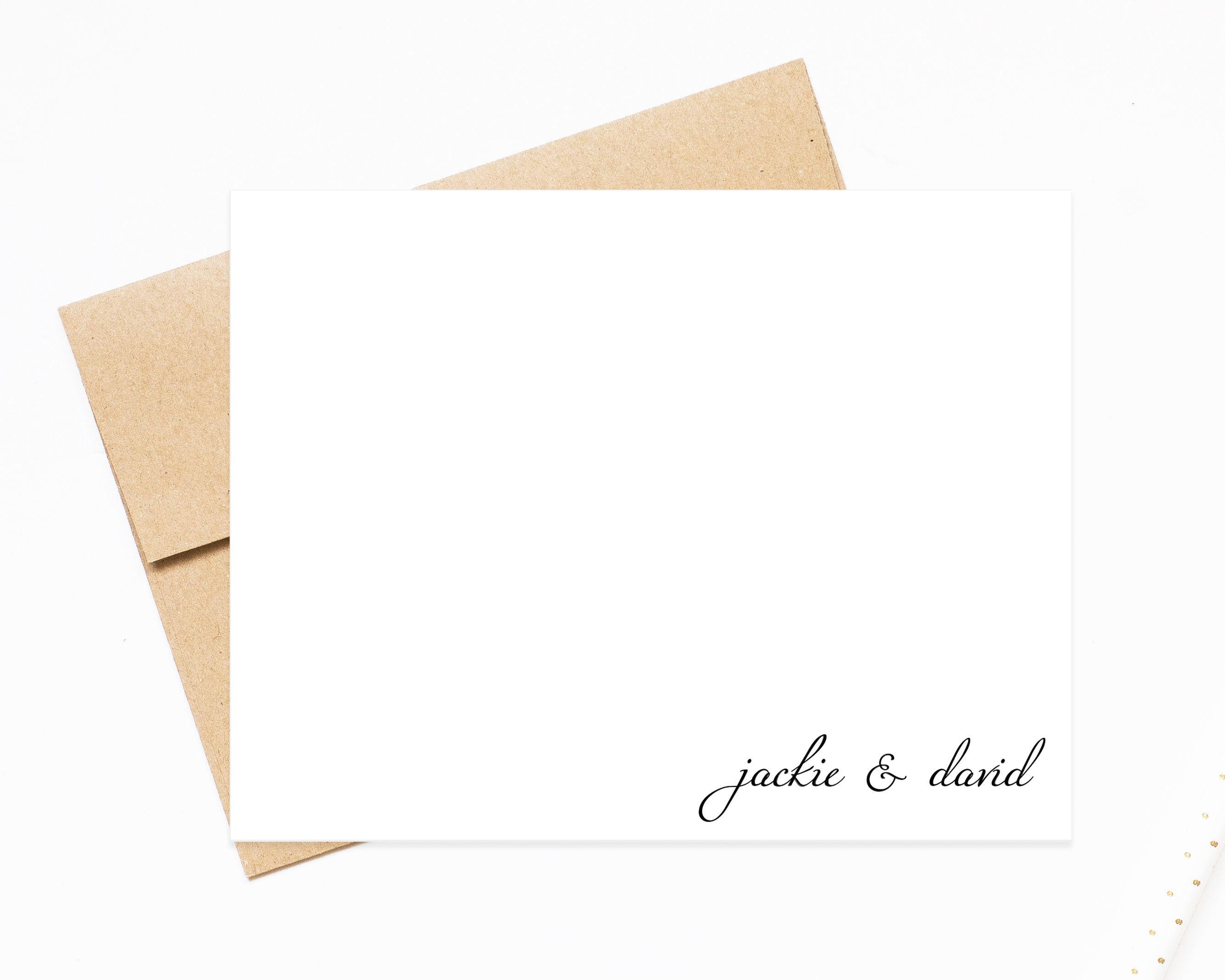 Couple Elegant Script Personalized Stationery Cards Set, Flat Notecards ...