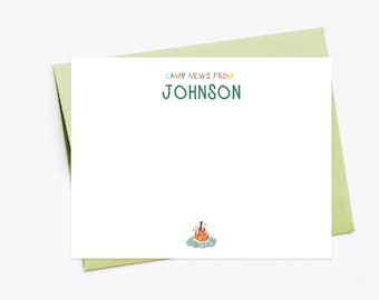 Personalized Camp Stationery For Kids, Summer Camp Stationary Set, Summer Note, Personalized Notes Stationary, Outdoors Stationery Cards,