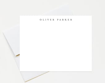 Simple Modern Personalized Stationery Note Cards, Stationary Flat Cards with Envelopes, Personalized Stationary for Family