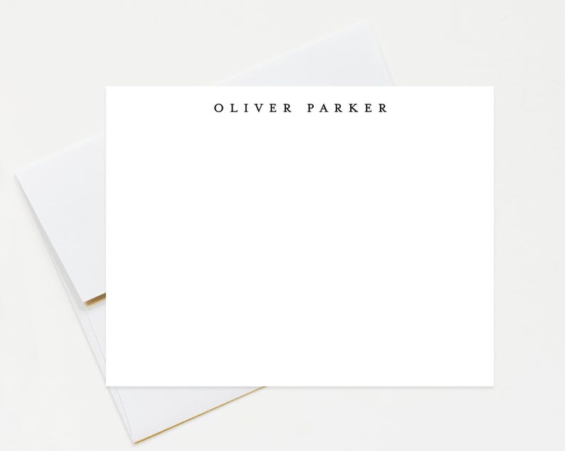 Simple Modern Personalized Stationery Note Cards, Stationary Flat Cards with Envelopes, Personalized Stationary for Family image 1