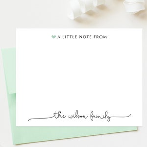 Personalized A Note From Script Stationery Cards set, Flat Notecards, Personalized Stationary Card Set Flat Note Cards and Envelopes