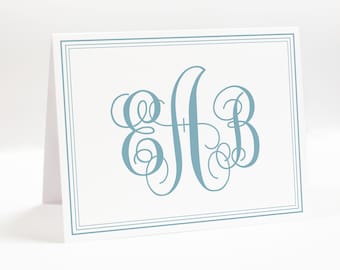 Personalized Monogram Folded Thank You Card, Monogram Folded Stationery Notes, Elegant Thank you Letter, Set of 10 Thank you Gift Set