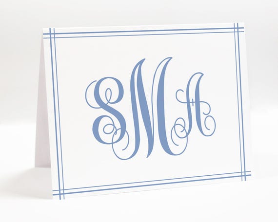 Monogram Stationary And Envelopes, Personalized Folded Thank You Stationery Card, Folded Stationery Notes, Set of 10 Thank you Gift Set