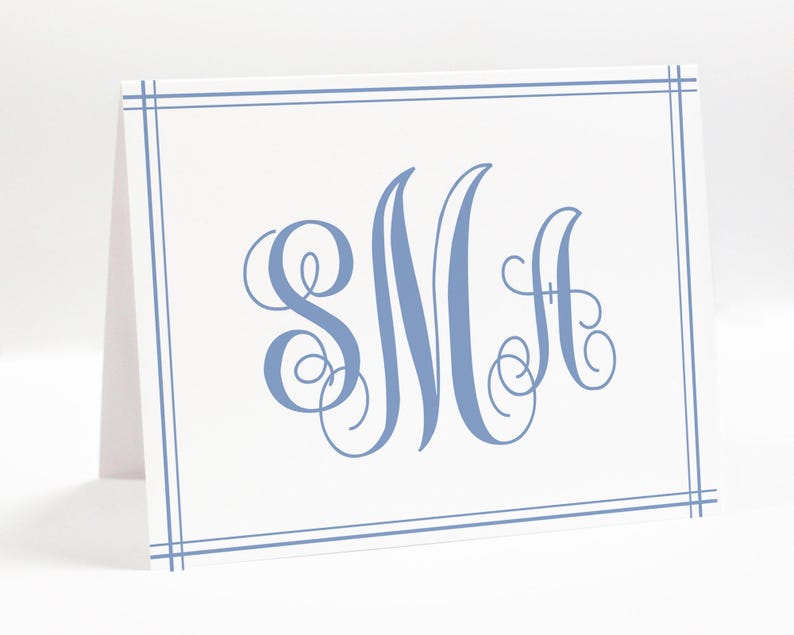 Monogram Stationary And Envelopes, Personalized Folded Thank You Stationery Card, Folded Stationery Notes, Set of 10 Thank you Gift Set afbeelding 1
