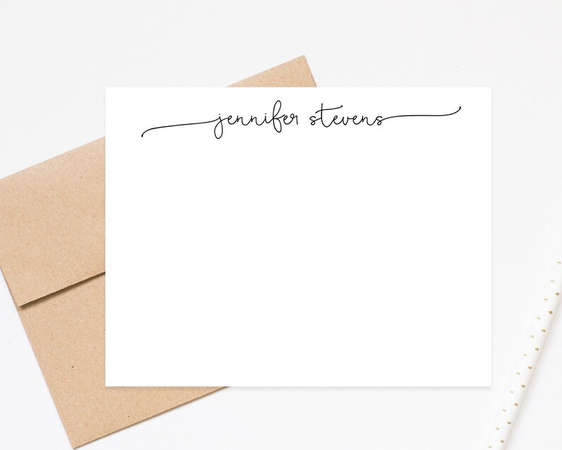 Script Personalized Stationery Cards set, Flat Notecards, Personalized Stationary Card Set Flat Note Cards and Envelopes, Flat Cards 