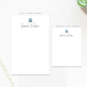 Personalized Notepad with Hydrangea, Thank You Present Notepad with Floral, Memo Pad Notes for Groceries, Personalized Notepad Teacher Gift