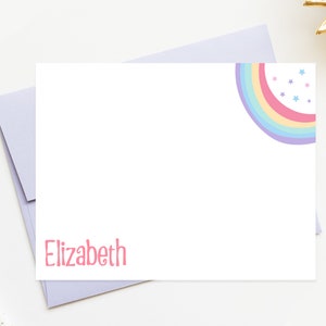 Personalized Rainbow Stationery for Girl, Stars Birthday Stationary Card Set, A Little Note From Notecard, Childrens Stationery For Her Gift