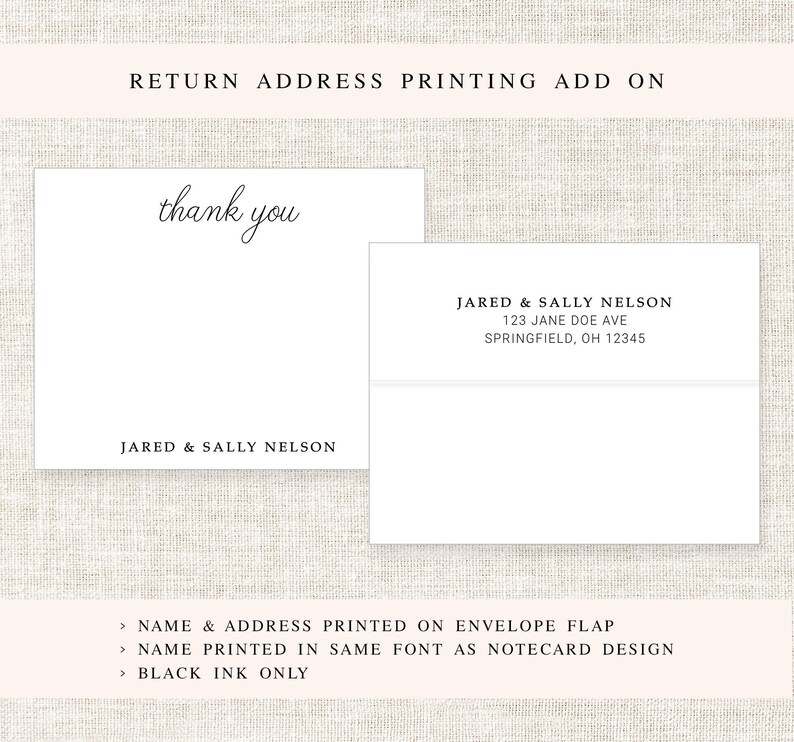 Personalized Thank You Card Wedding Note Card, Thank You Stationery Set ...