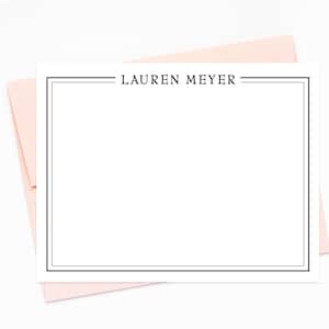 Personalized Stationery Modern Note Cards with Double Border, Small Business Stationery, Thank you Flat Cards, Personalized Letter for Notes