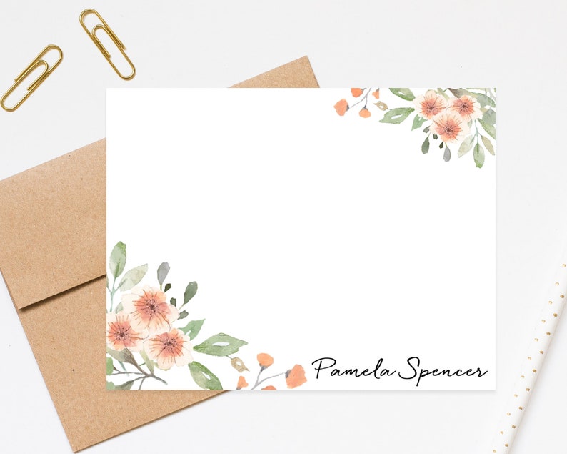 Personalized Stationery Set Elegant Floral Stationary with Envelopes Stationary Notecard Gift Set Watercolor Flowers Stationery Card