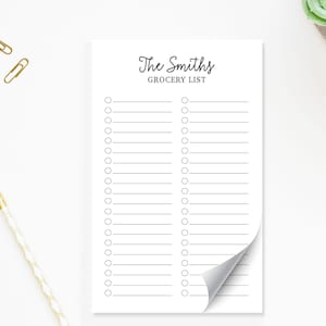 Personalized Minimalist Grocery List for Family, Notepad with Lines, Simple Scratch Pad for To Do List, Customized Stationary Gift