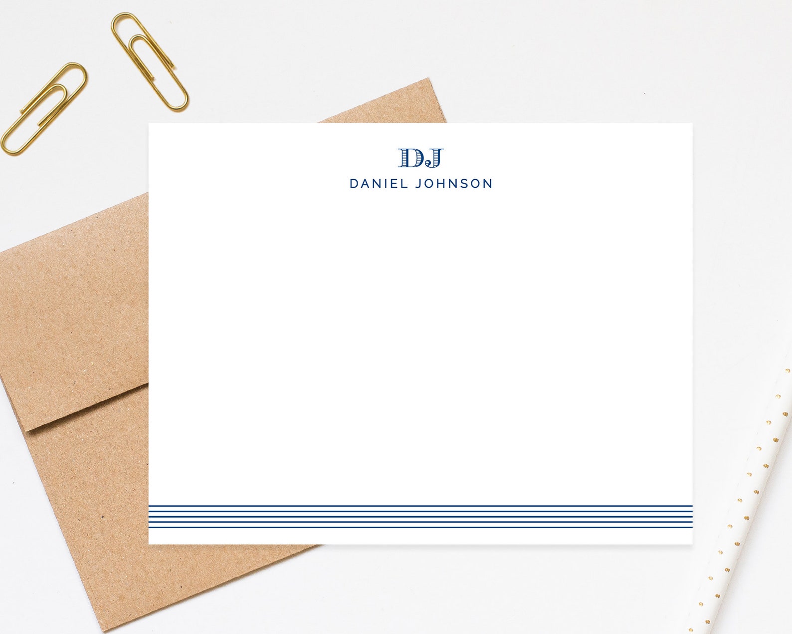 Mens Personalized Stationery Cards Gift for Men Mens Monogram Etsy