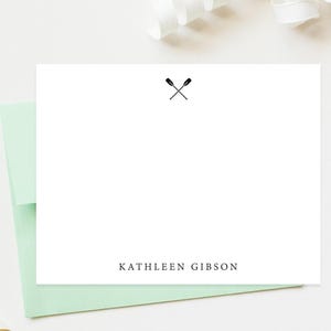 Personalized Stationery Notecards with Rowing Oars, Personalized Graduation Gift for Rowers, Oars Modern Stationery Flat Cards with Envelope
