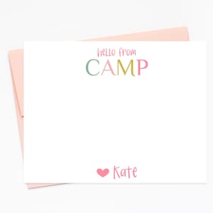 Personalized Camp Stationery for Kids, Printed Stationary Note Cards, Camp Thank you Cards For Summer Break, Stationary Cards for Kids