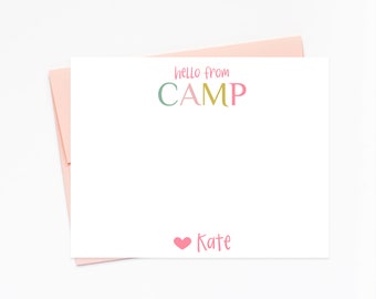 Personalized Camp Stationery for Kids, Printed Stationary Note Cards, Camp Thank you Cards For Summer Break, Stationary Cards for Kids