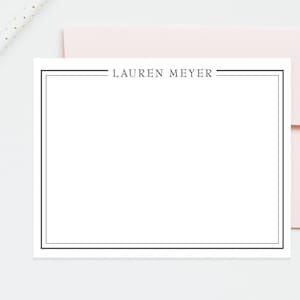 Personalized Stationery Modern Note Cards with Double Border, Small Business Stationery, Thank you Flat Cards, Personalized Letter for Notes