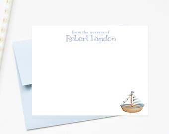 Stationery Gifted Cute Stationery With Boat for Boys, Stationary Card With Envelopes for Kids, Printed Thank You Notecards For Baby Shower